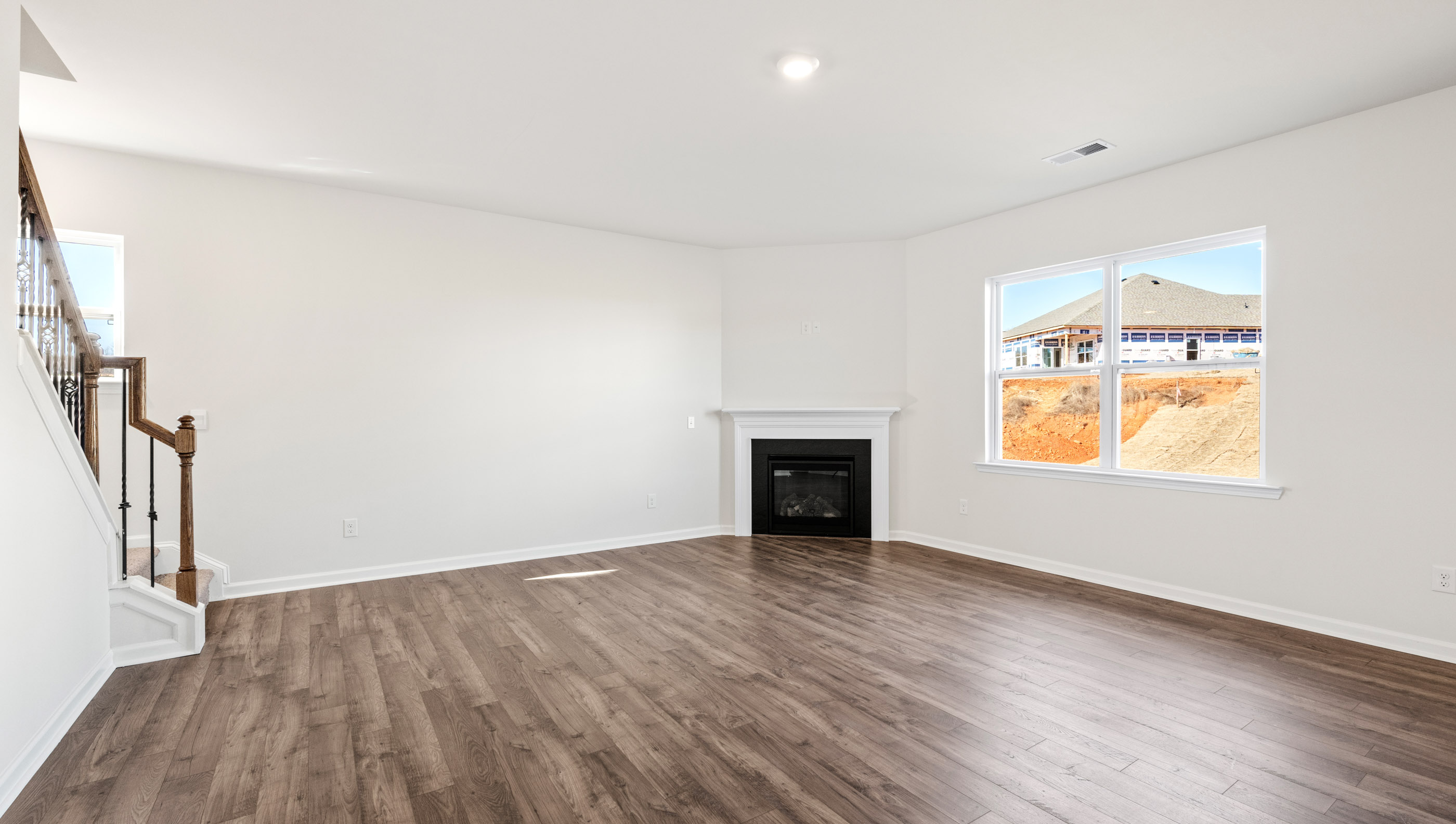 Living room with fireplace.