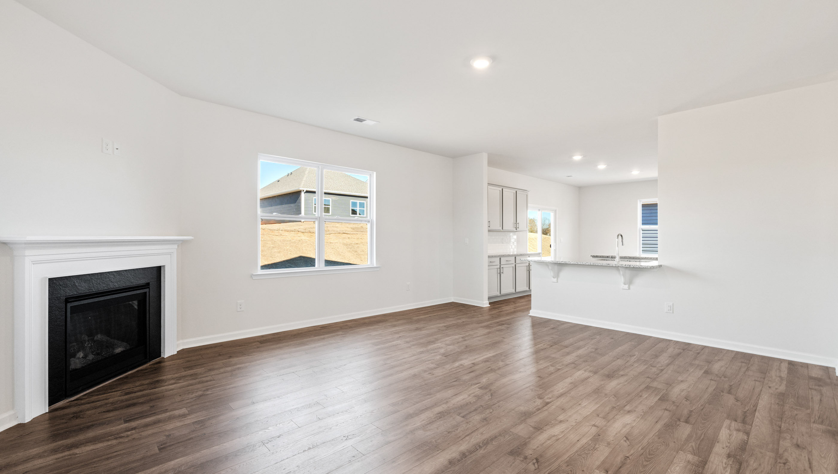 Living room with fireplace.