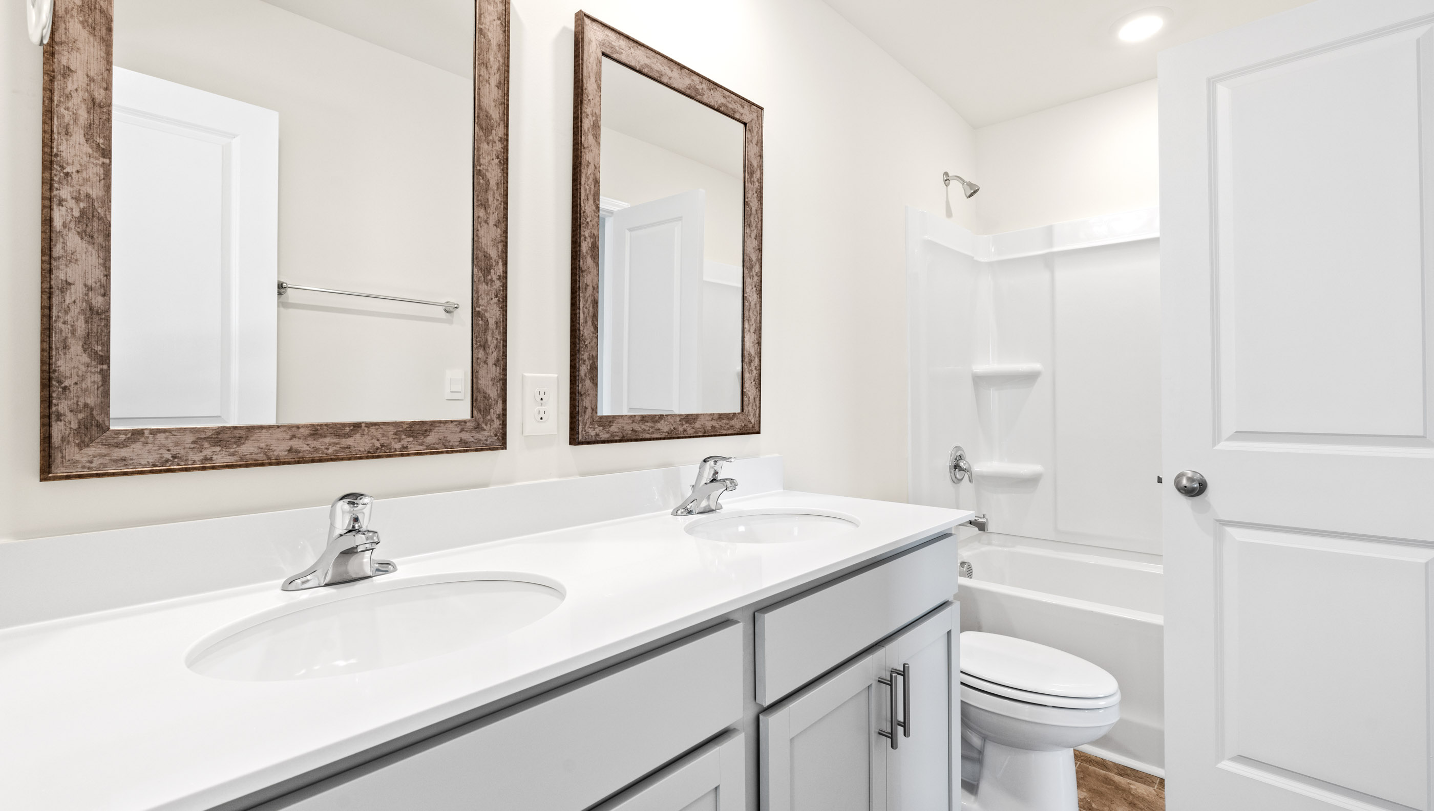 Bathroom with double sink vanity.