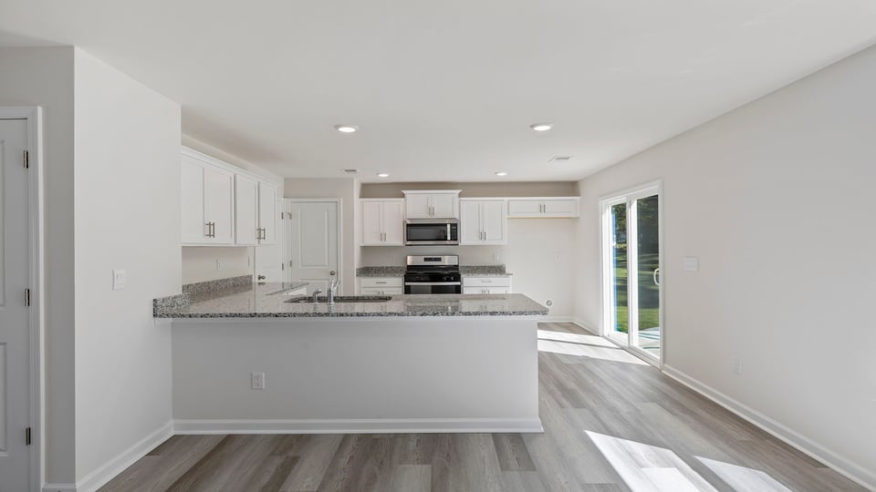 View of kitchen from dining room.