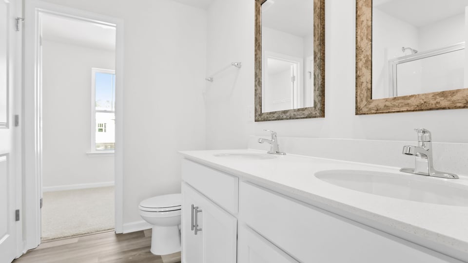 Bathroom with double vanity.