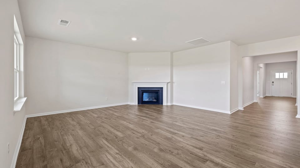 Living room with large windows.