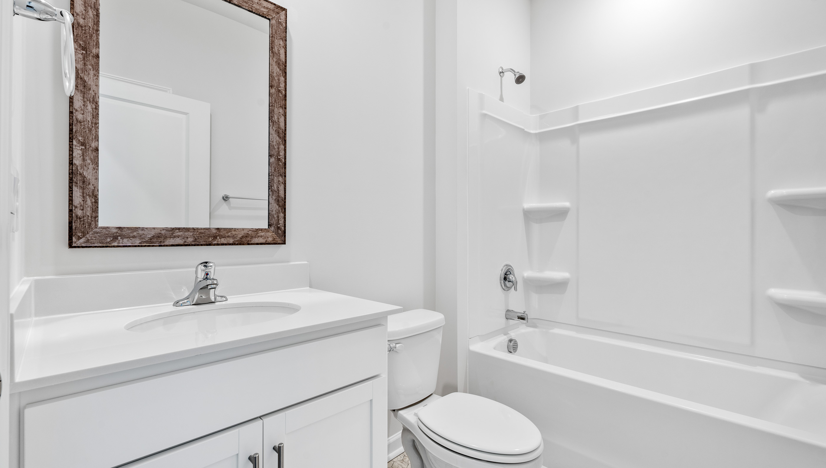 Bathroom with vanity sink.