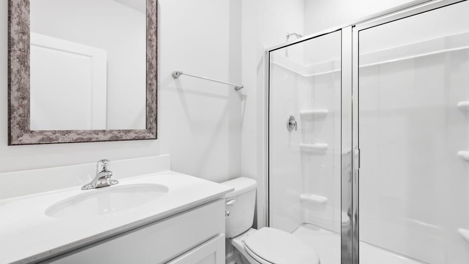 Bathroom with vanity sink.