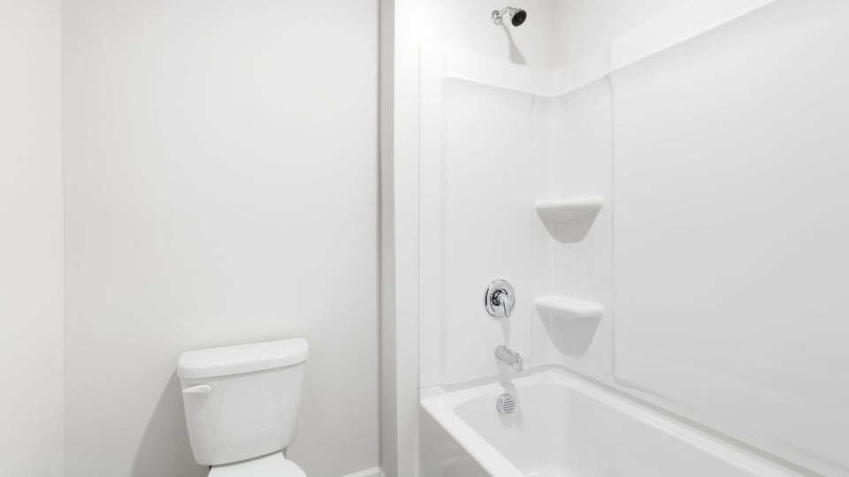 Bathroom with double vanity sinks.