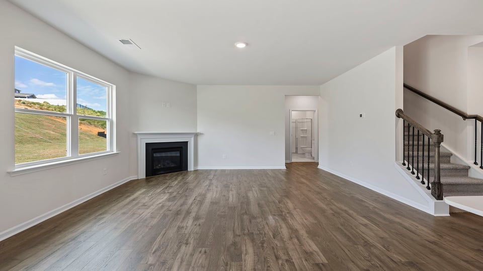 Living room with large windows.