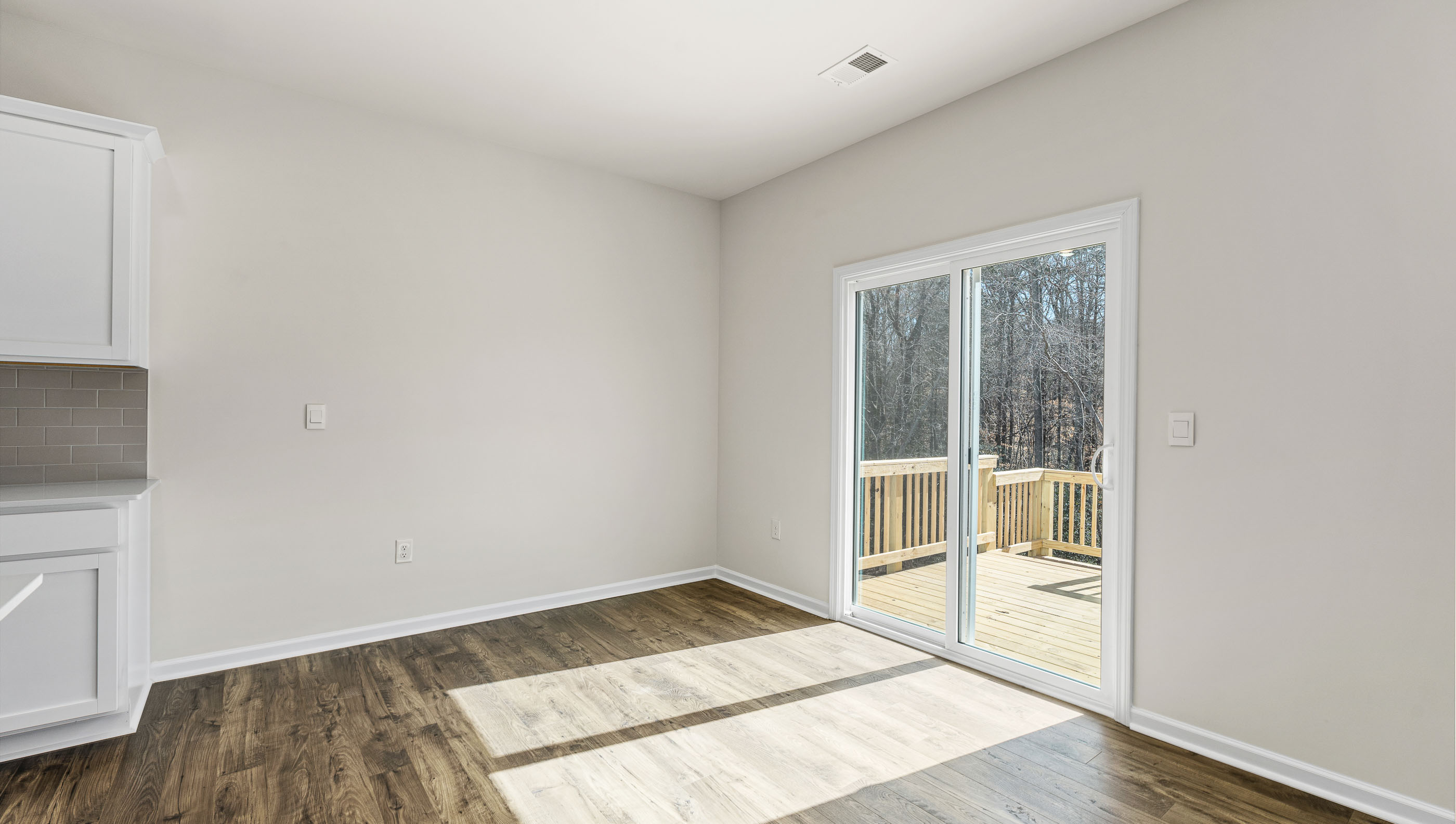 Family room with windows.