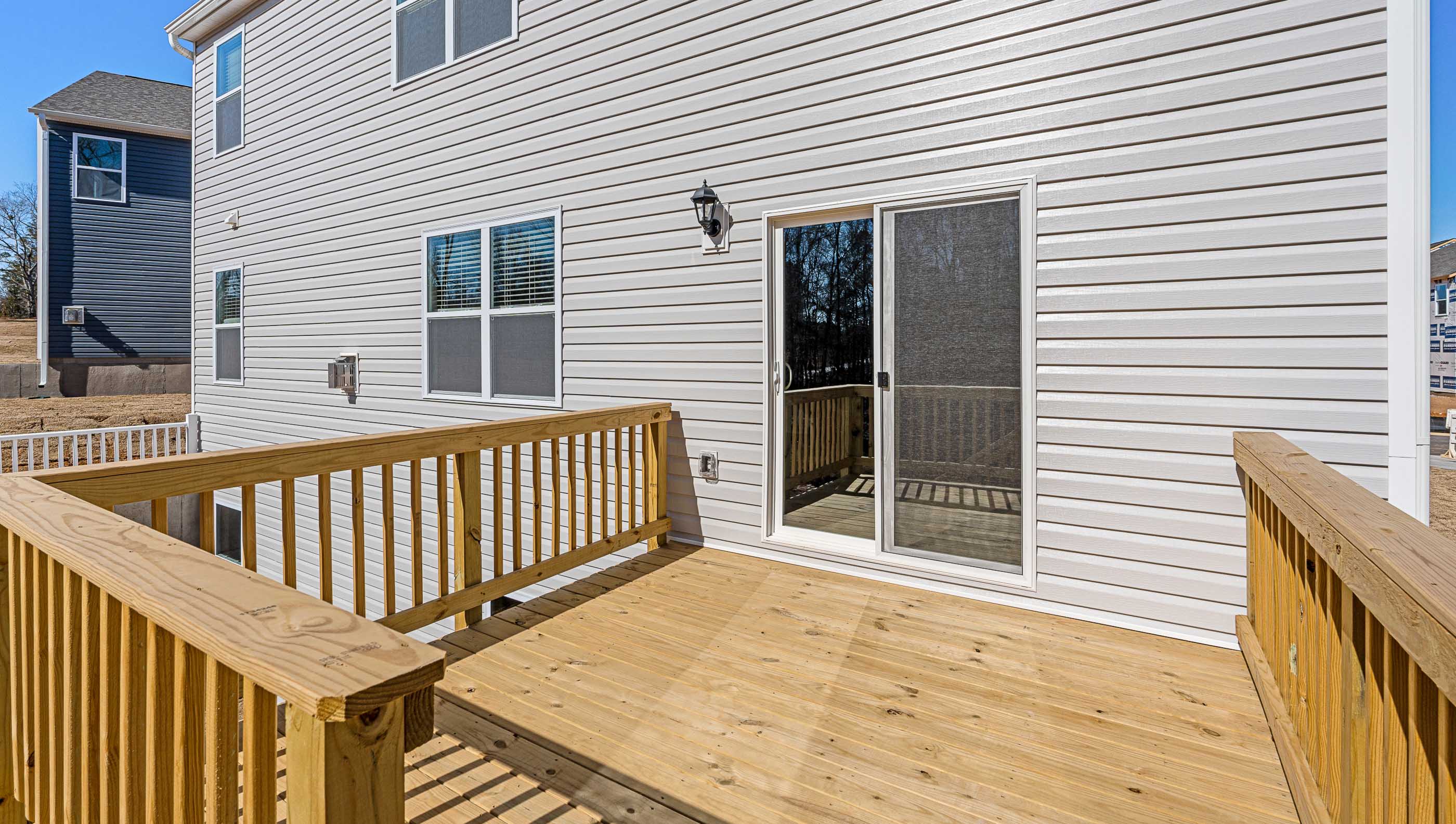 Deck off main level of home.