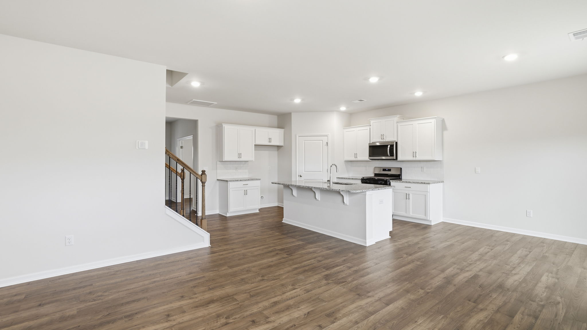 View of kitchen from the family room.