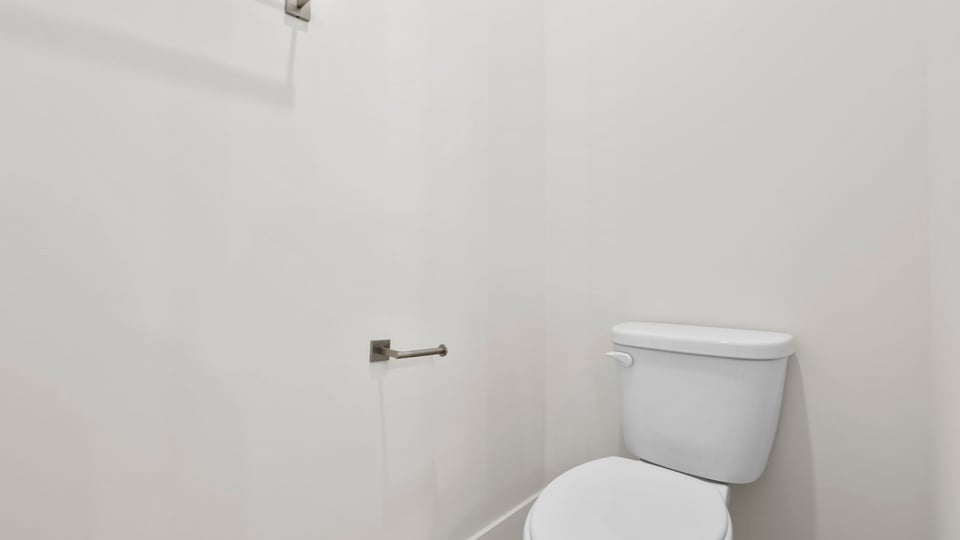 Primary bathroom with double vanity sink.