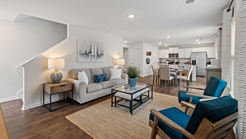 Family room with windows.
