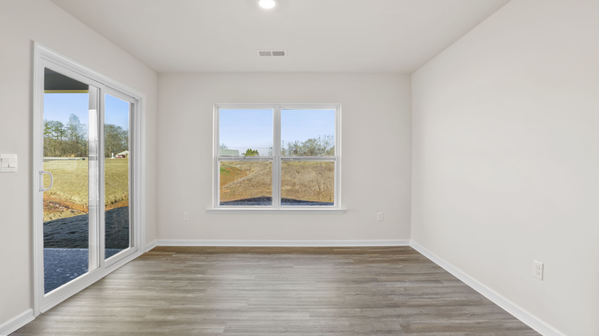 Dining area with door to the back yard.