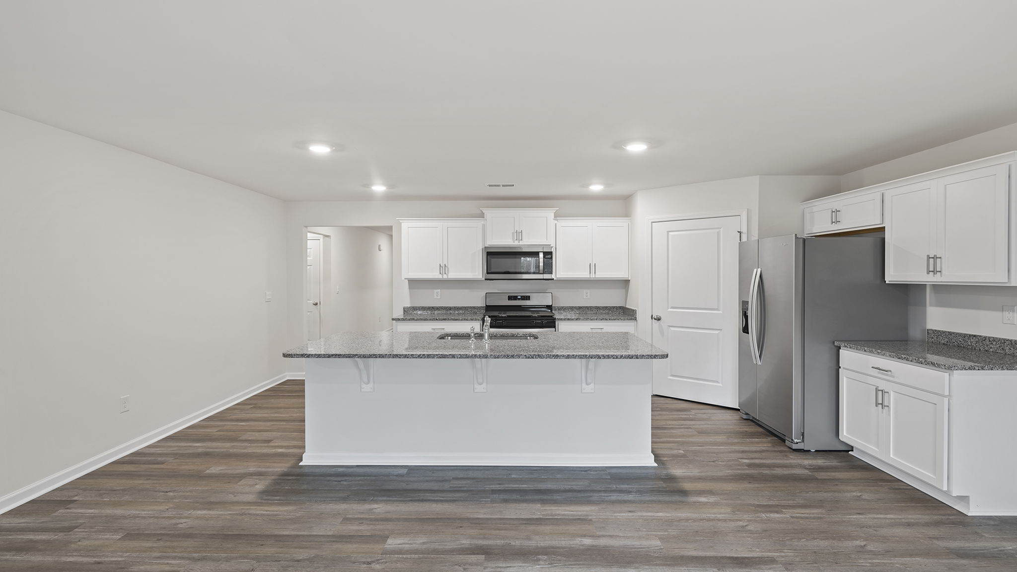Open kitchen with large island.