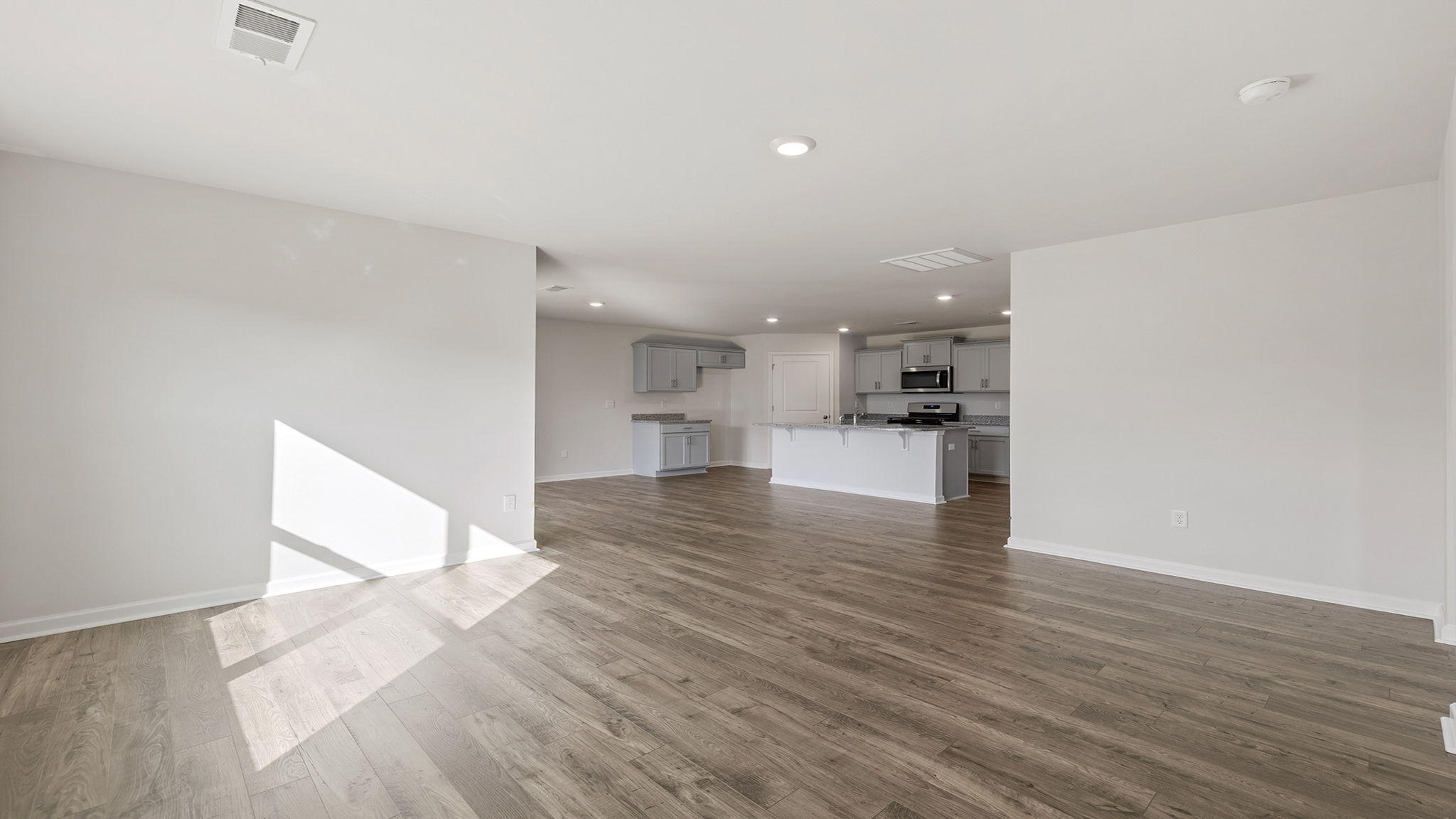 View from family room toward kitchen.