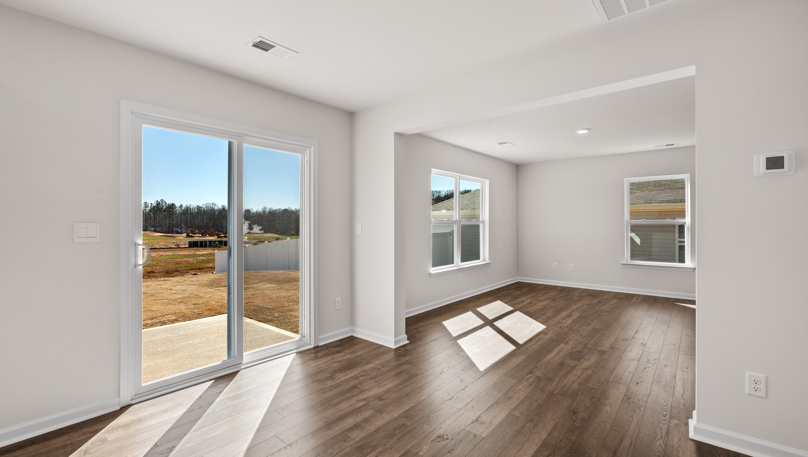 View of family room and door to backyard.