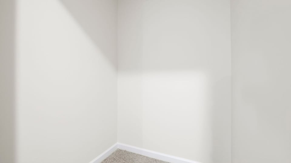 Closet with hanging storage racks.