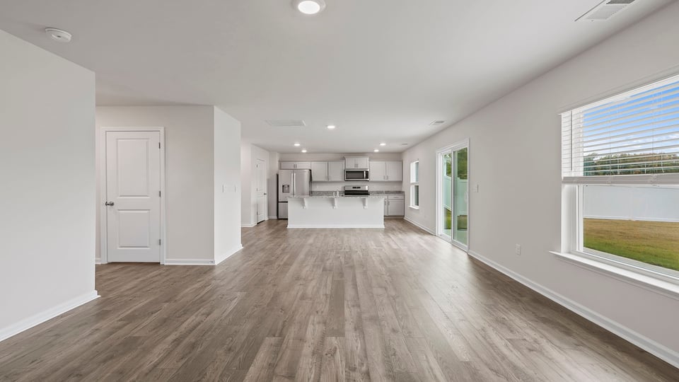 View of open floor plan from living room.