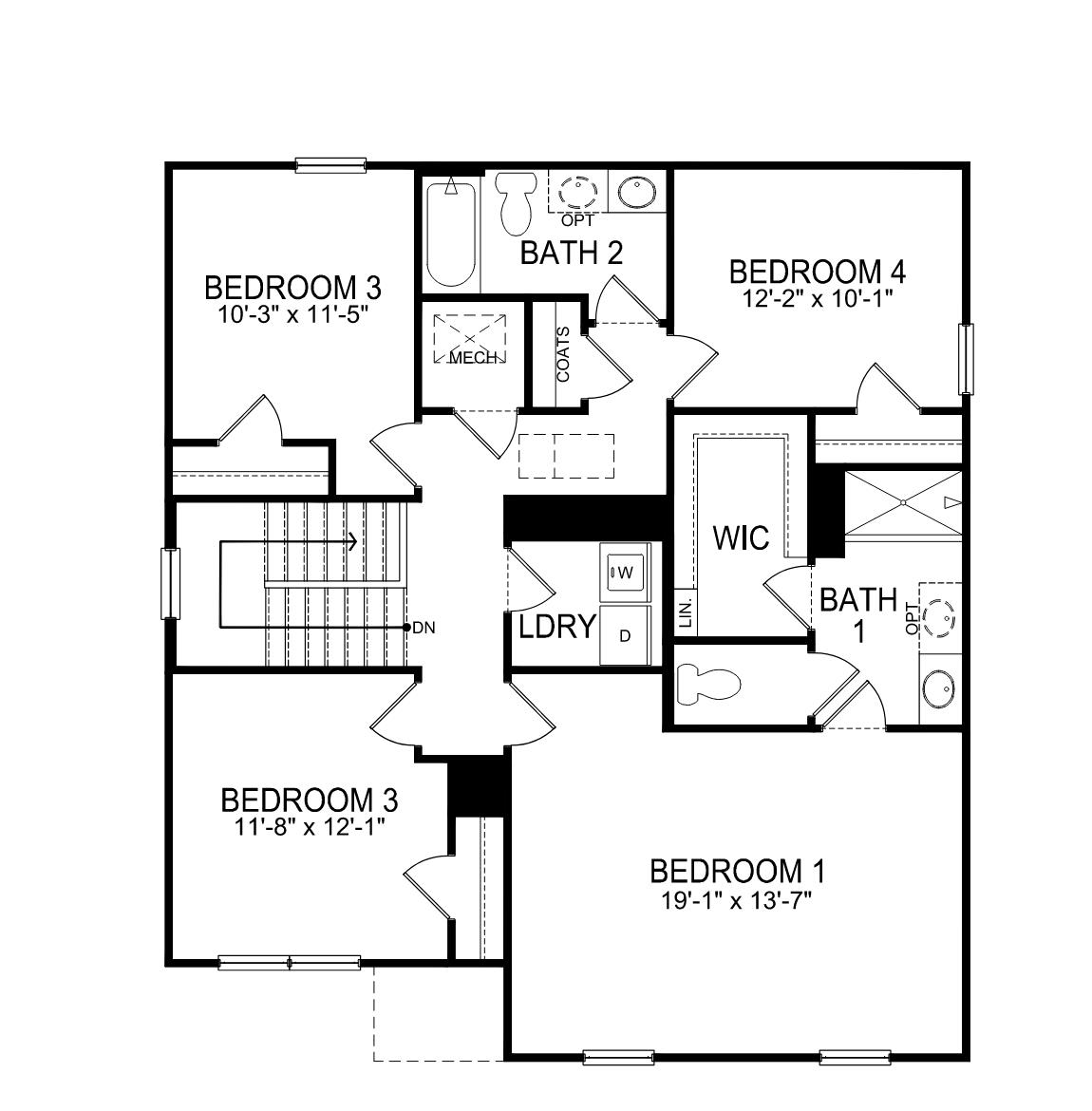 Second floor floorplan of Belhaven.