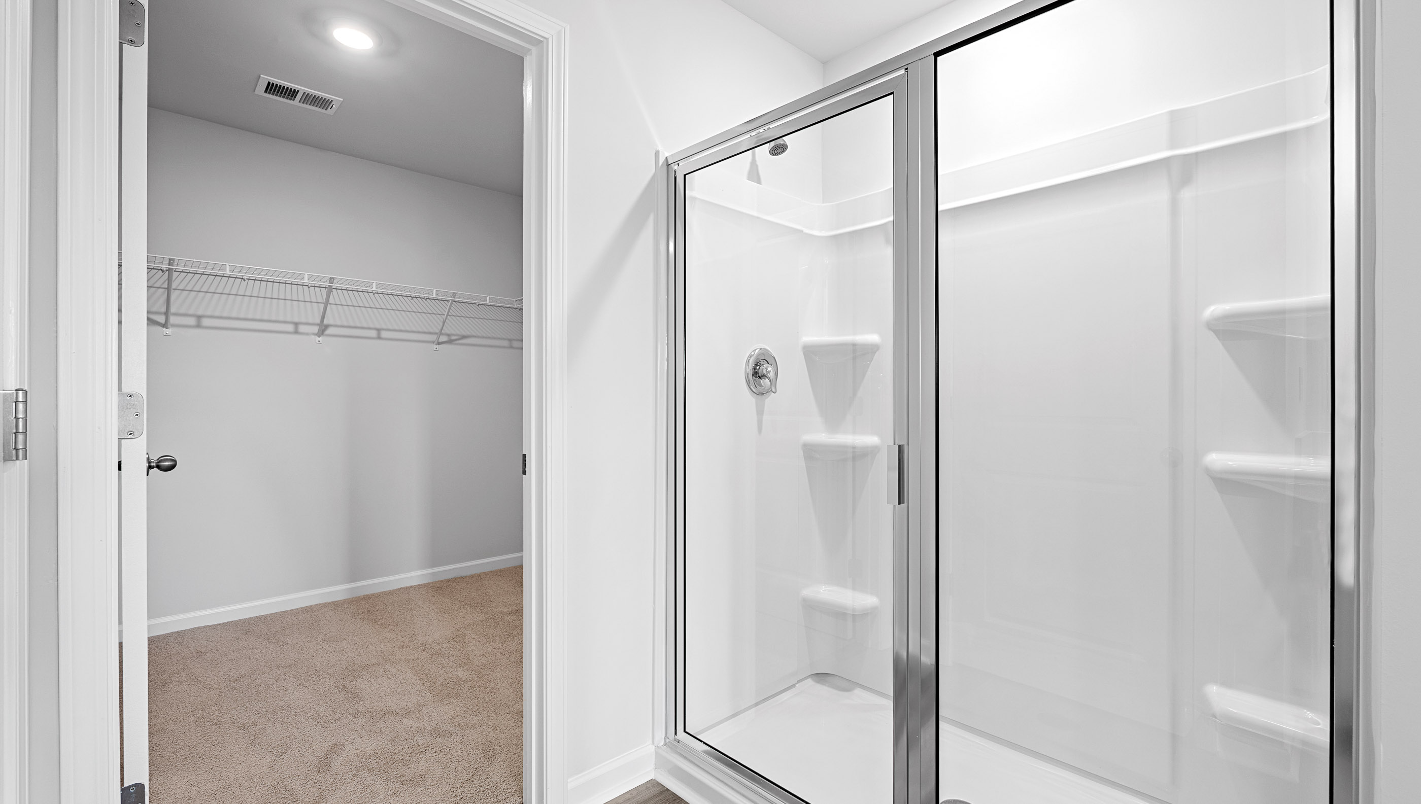 Primary bathroom with walk-in shower.