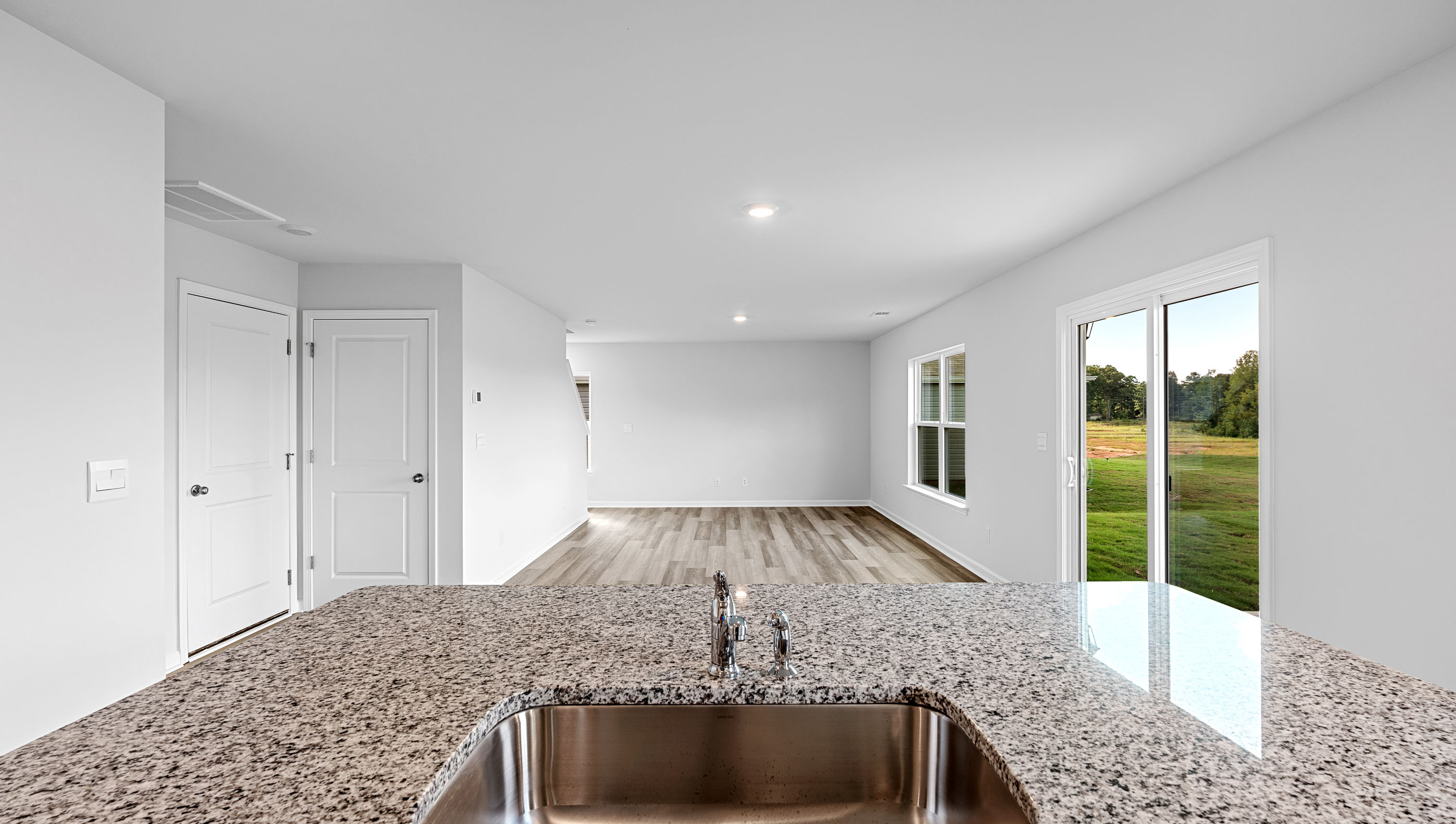 View from kitchen of the open floor plan.