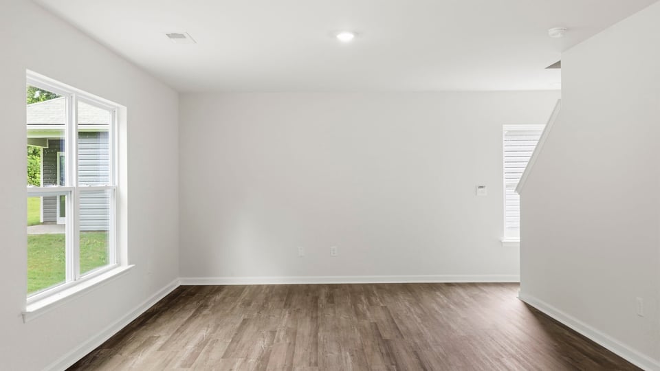 Family room with windows.