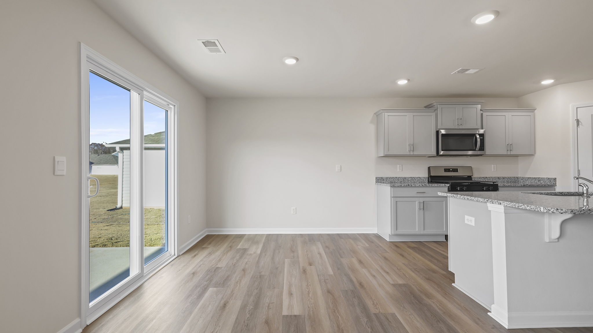 View of dining area and door to the back yard.