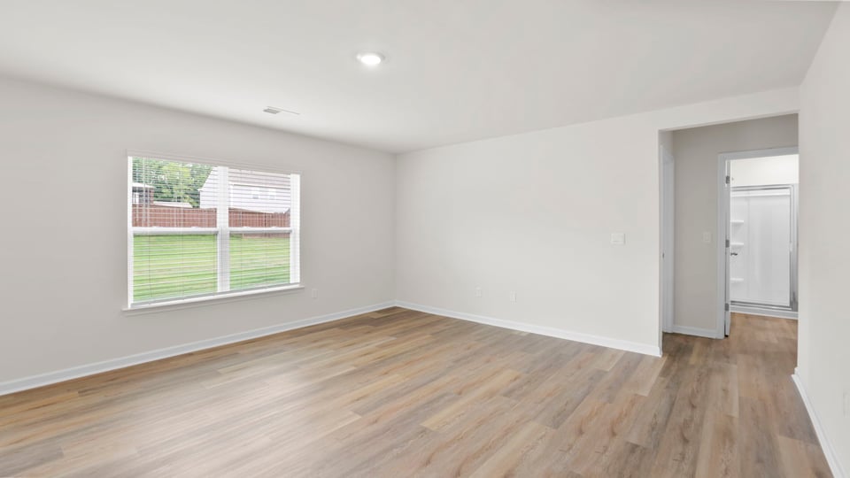 Family room with windows.