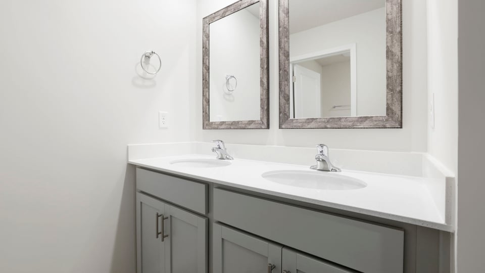 Bathroom with double vanity snik.