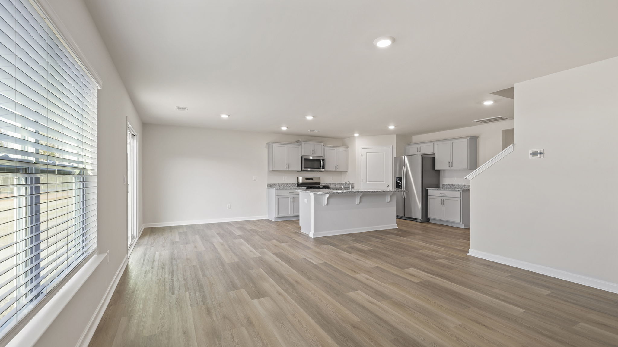 Combination living and dining area.