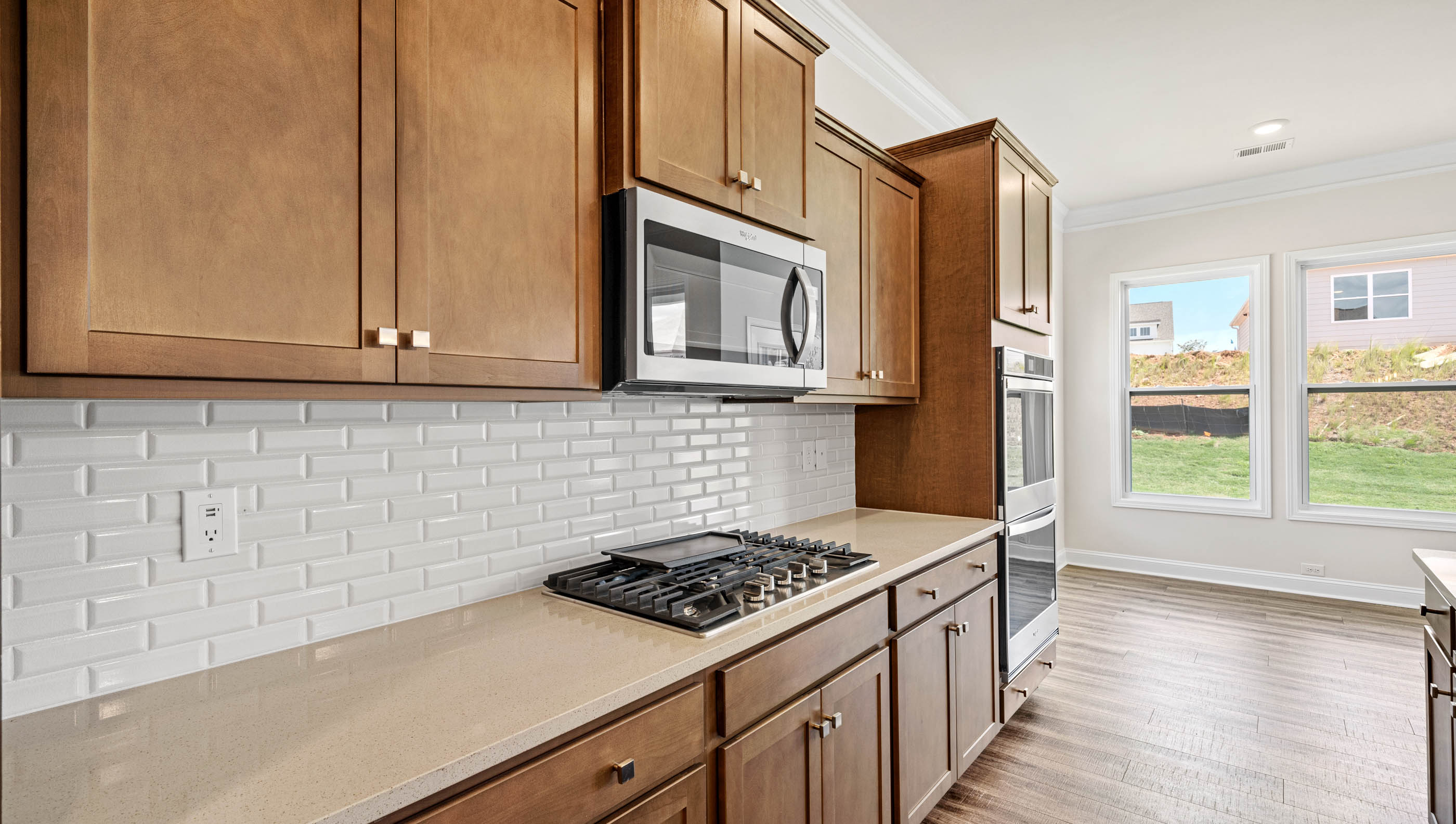 Kitchen with island and cabinates.