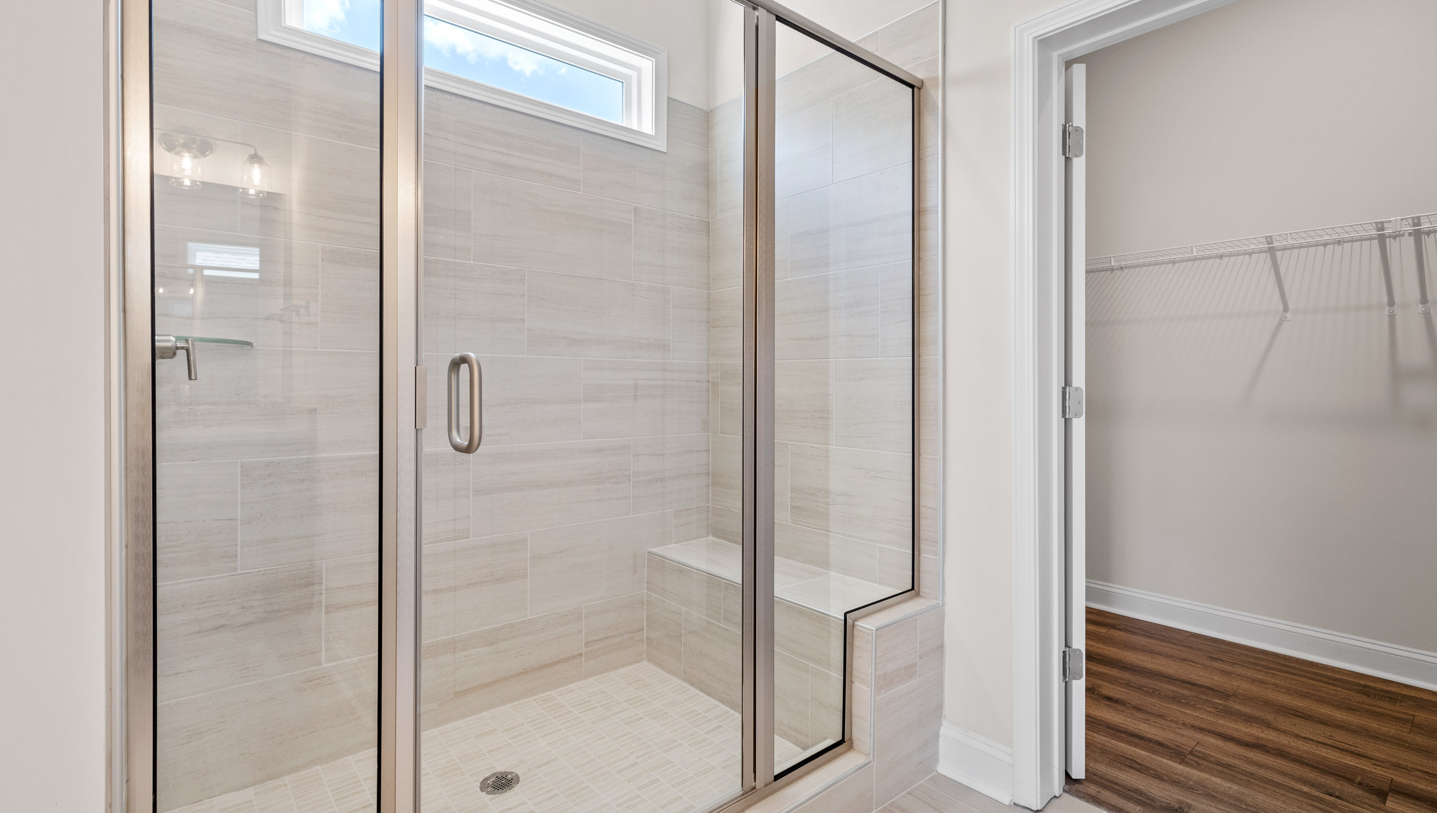 Bathroom with walk in shower.
