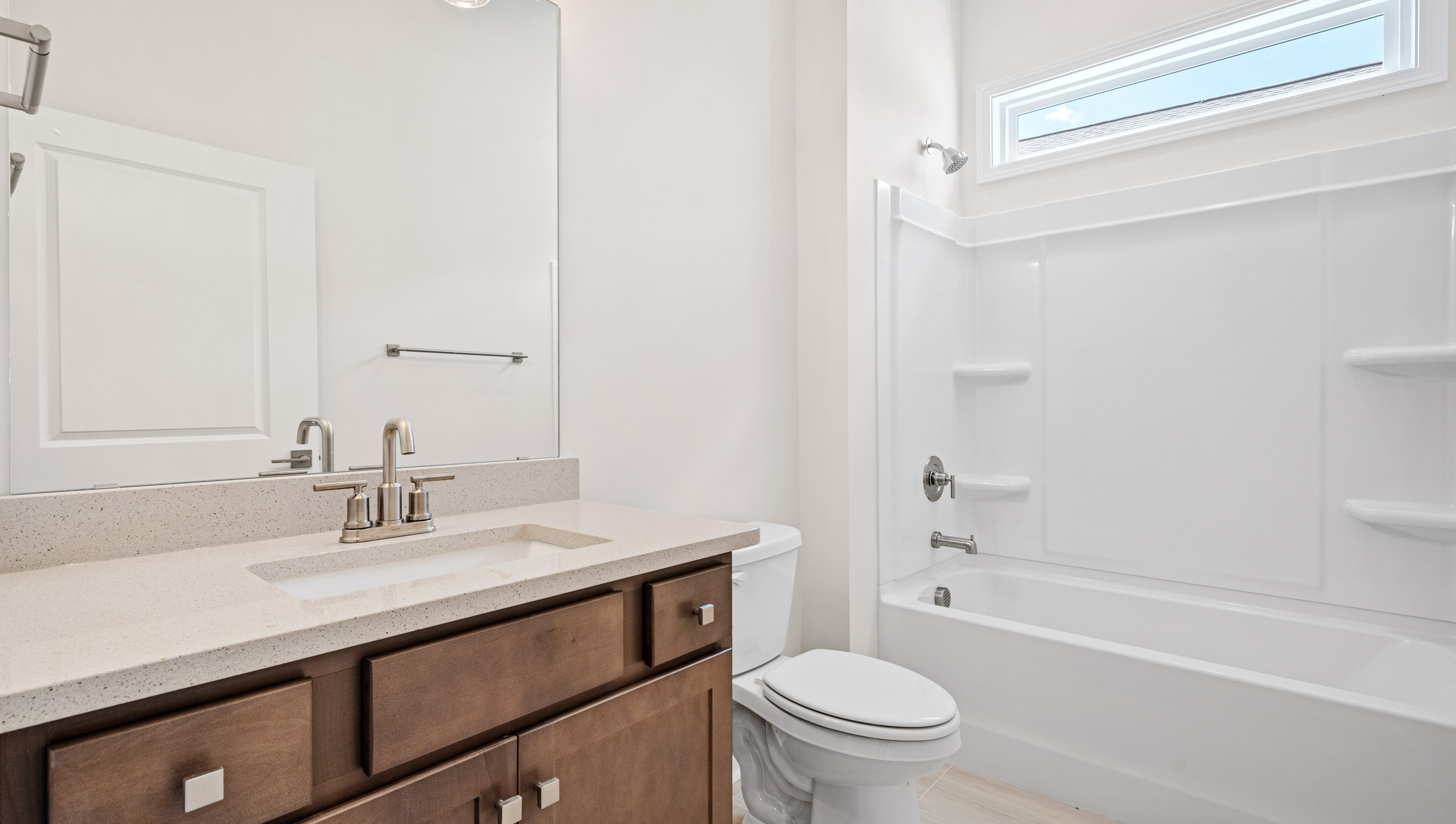 Bathroom with vanity and sink.