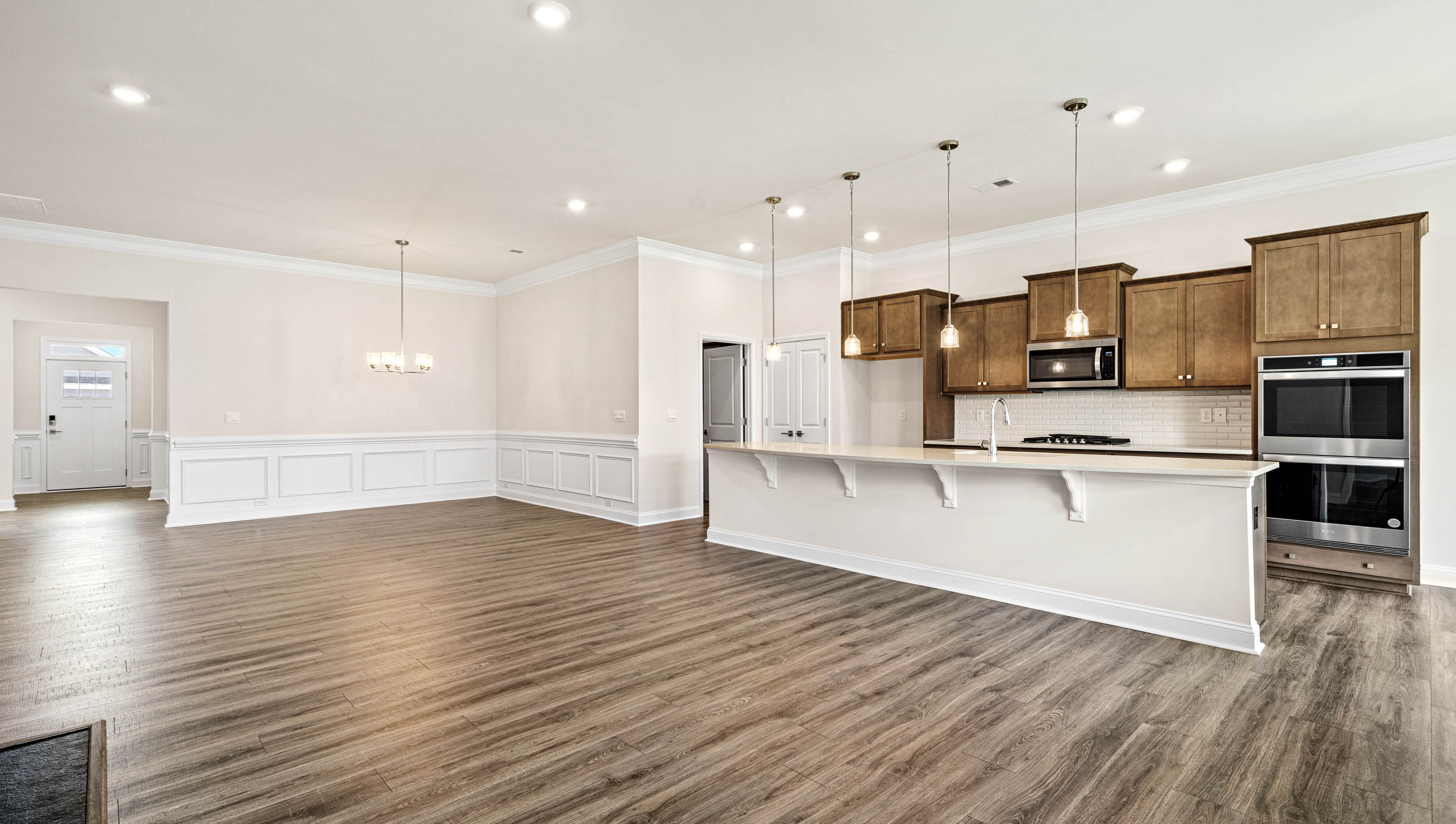 Kitchen with large island.