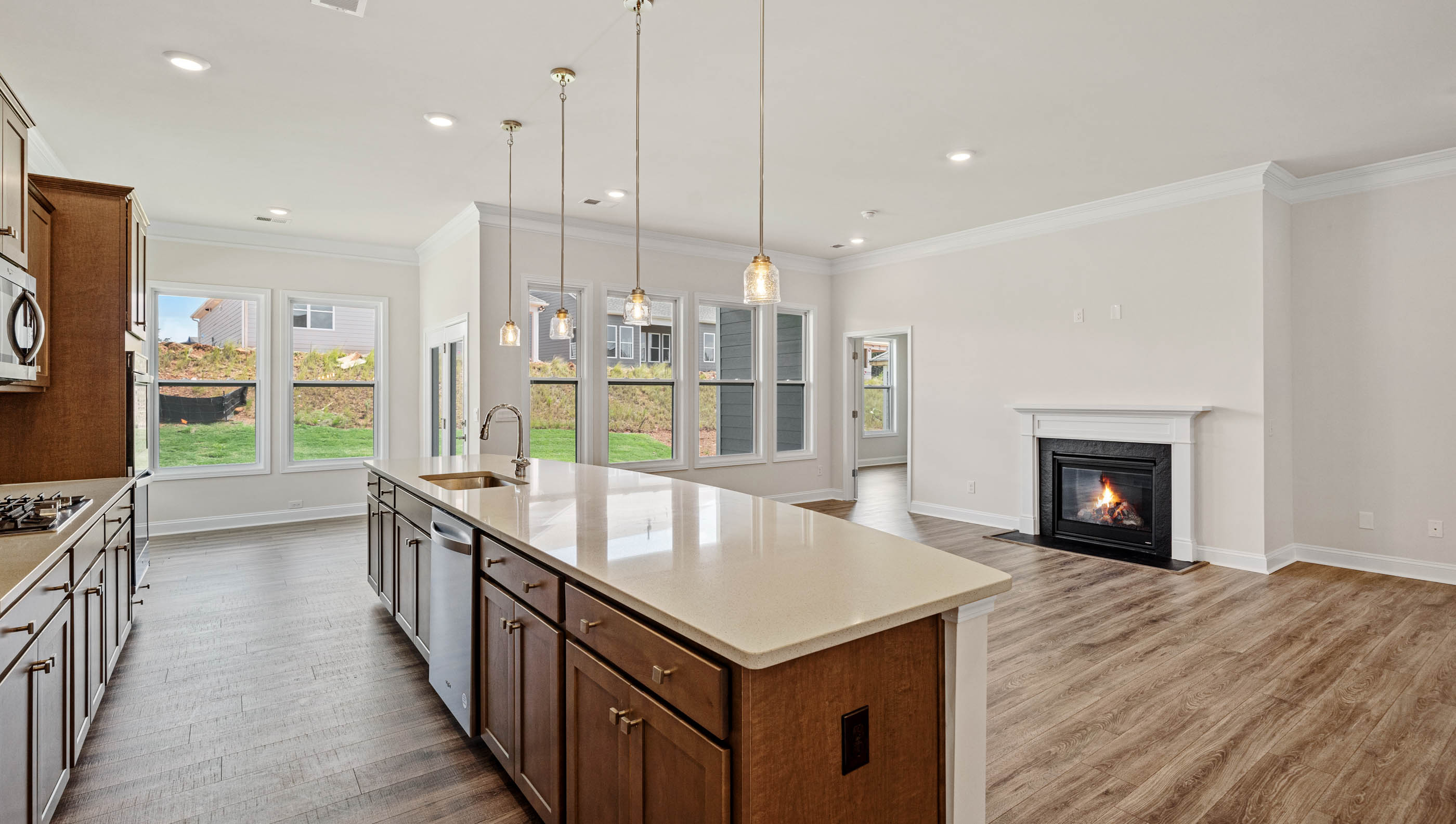 Kitchen with large island.