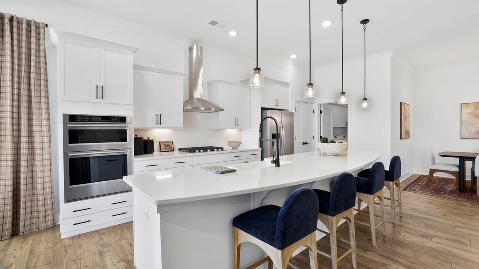 Kitchen island with seating.