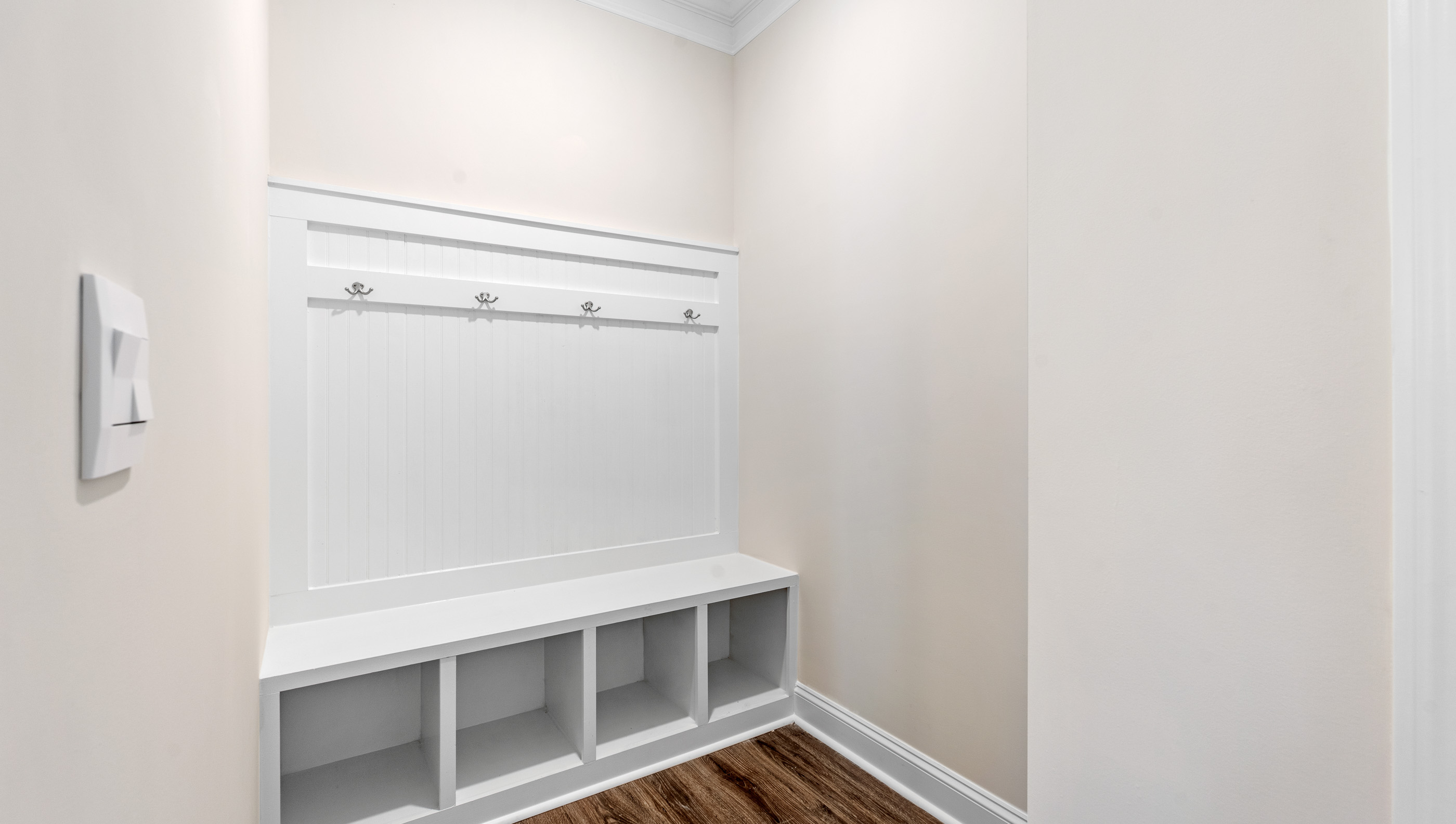 Mud room of home.