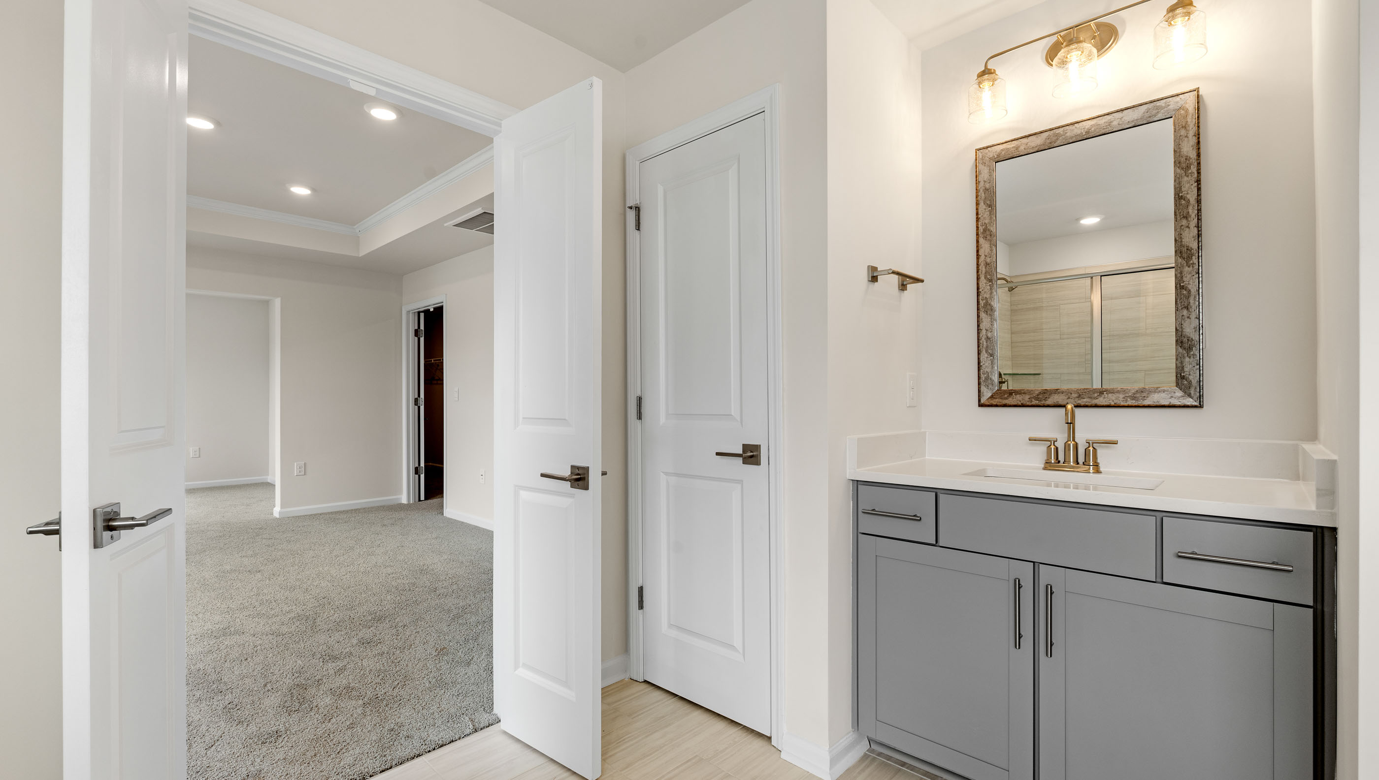 Bathroom with his and hers vanity.