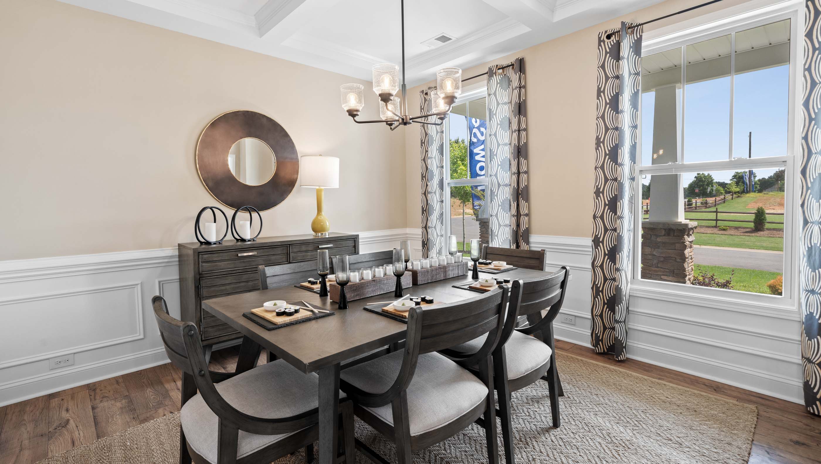 Formal dining room of home.