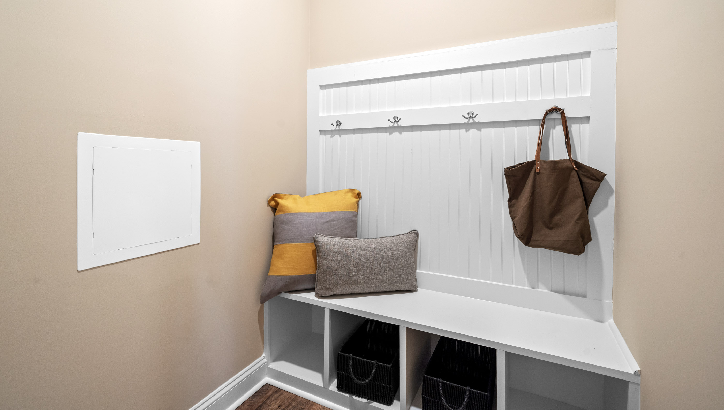 Mud room of home.