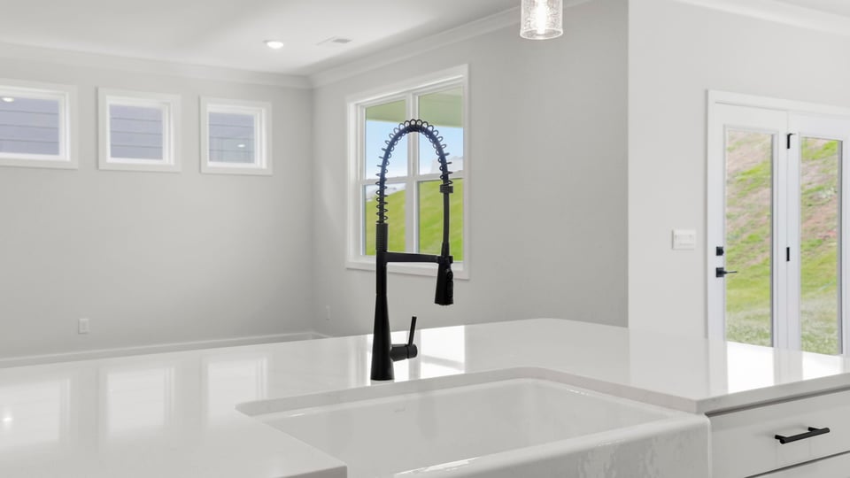 Kitchen with stainless steel appliances.