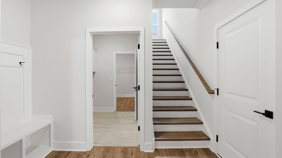 View of stairs to loft.