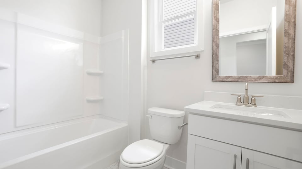 Bathroom with vanity sink.