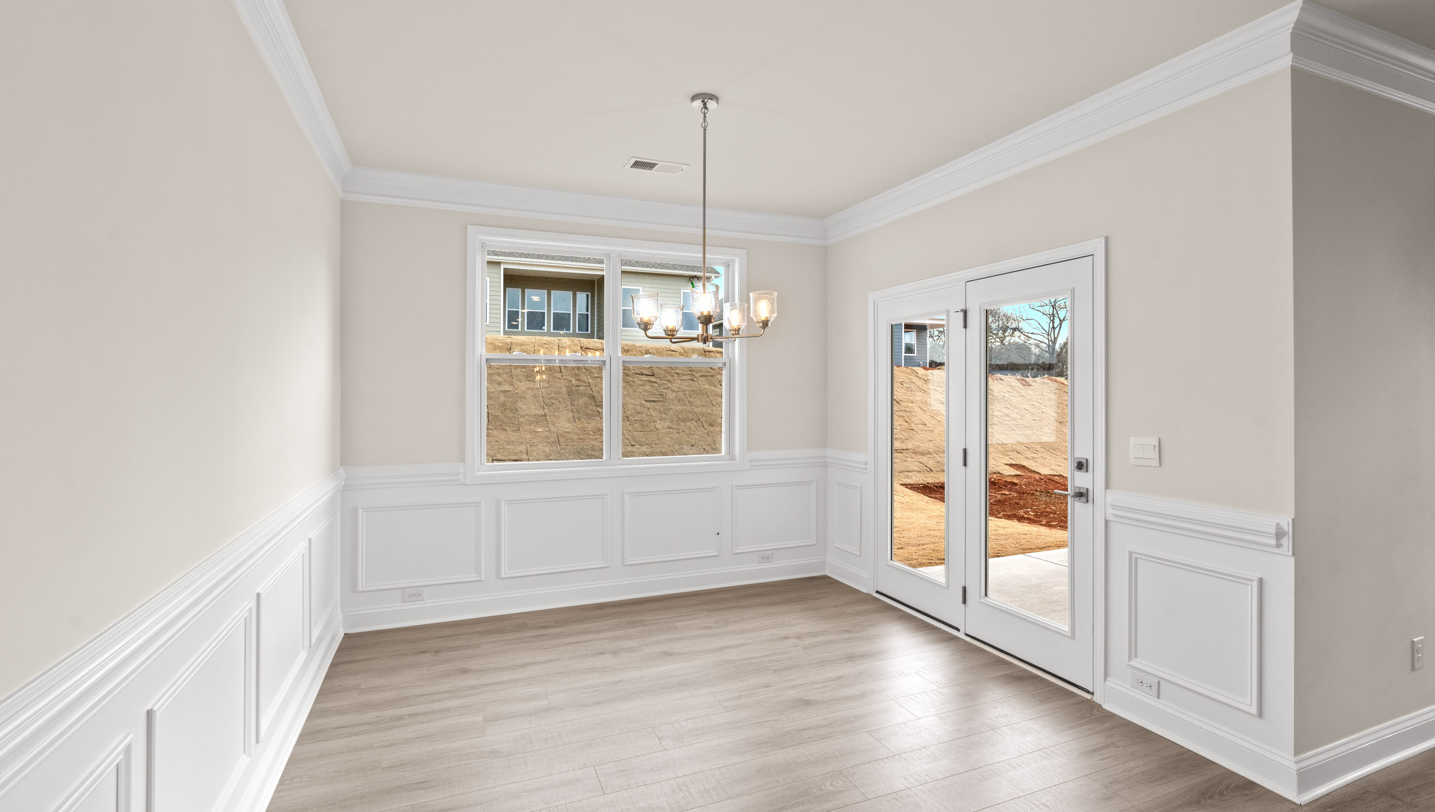 Dining area with windows.