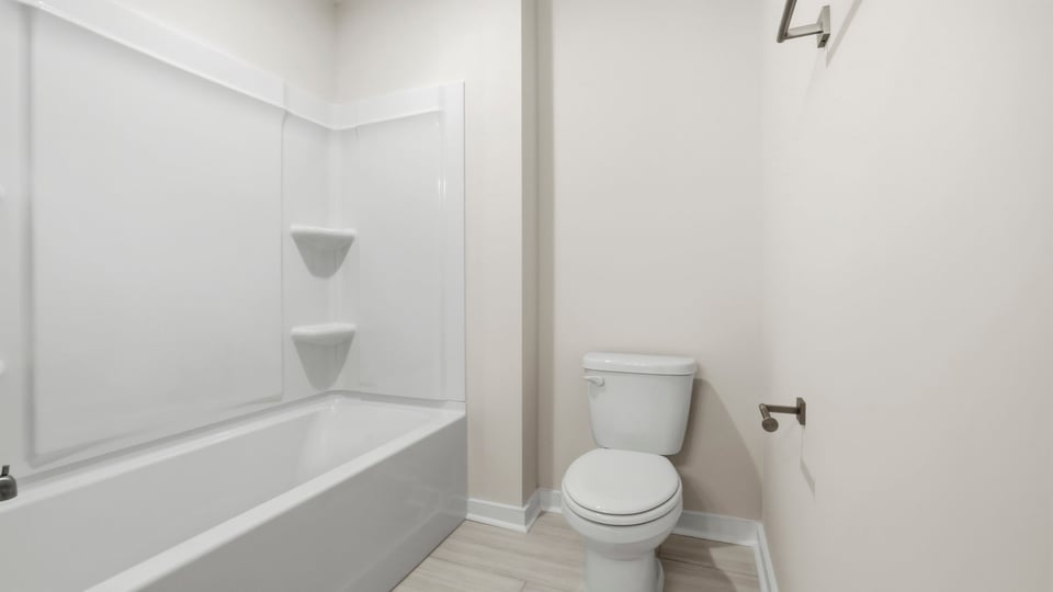 Bathroom with double vanity sink.