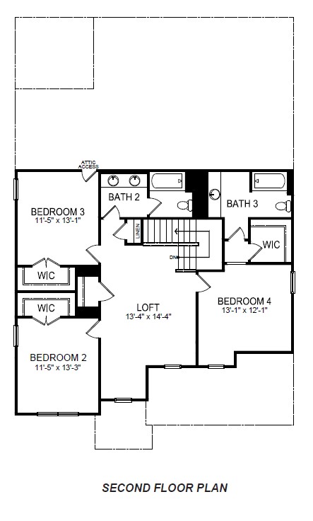 Second floor floorplan for Windsor.