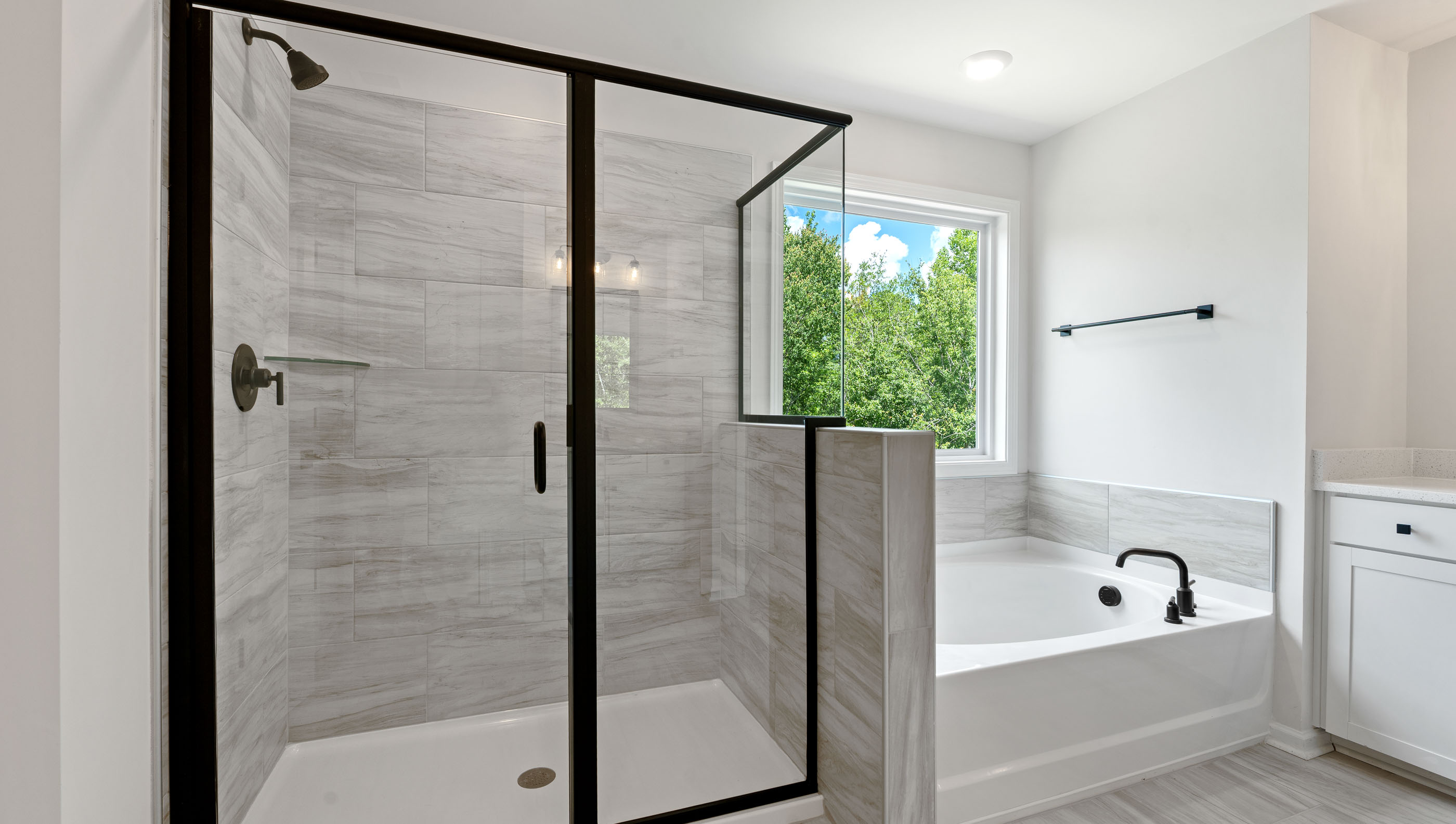 Primary bathroom walk-in shower.