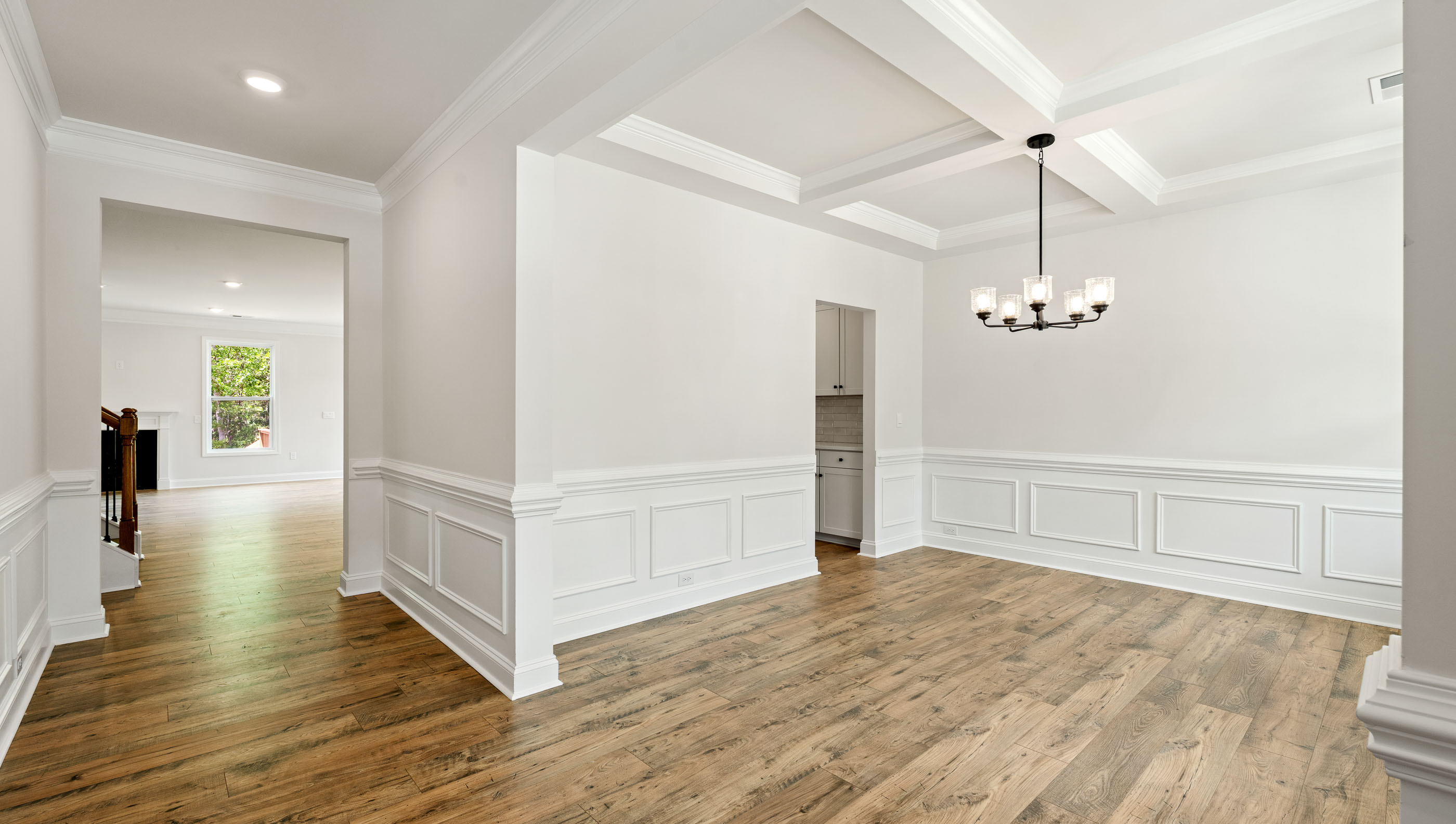 Dining room with windows.
