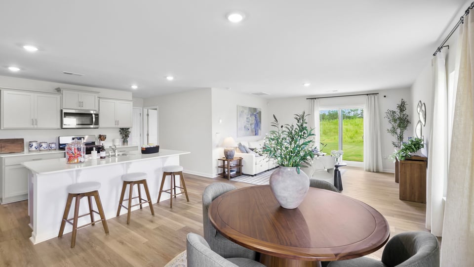 Family room with windows.