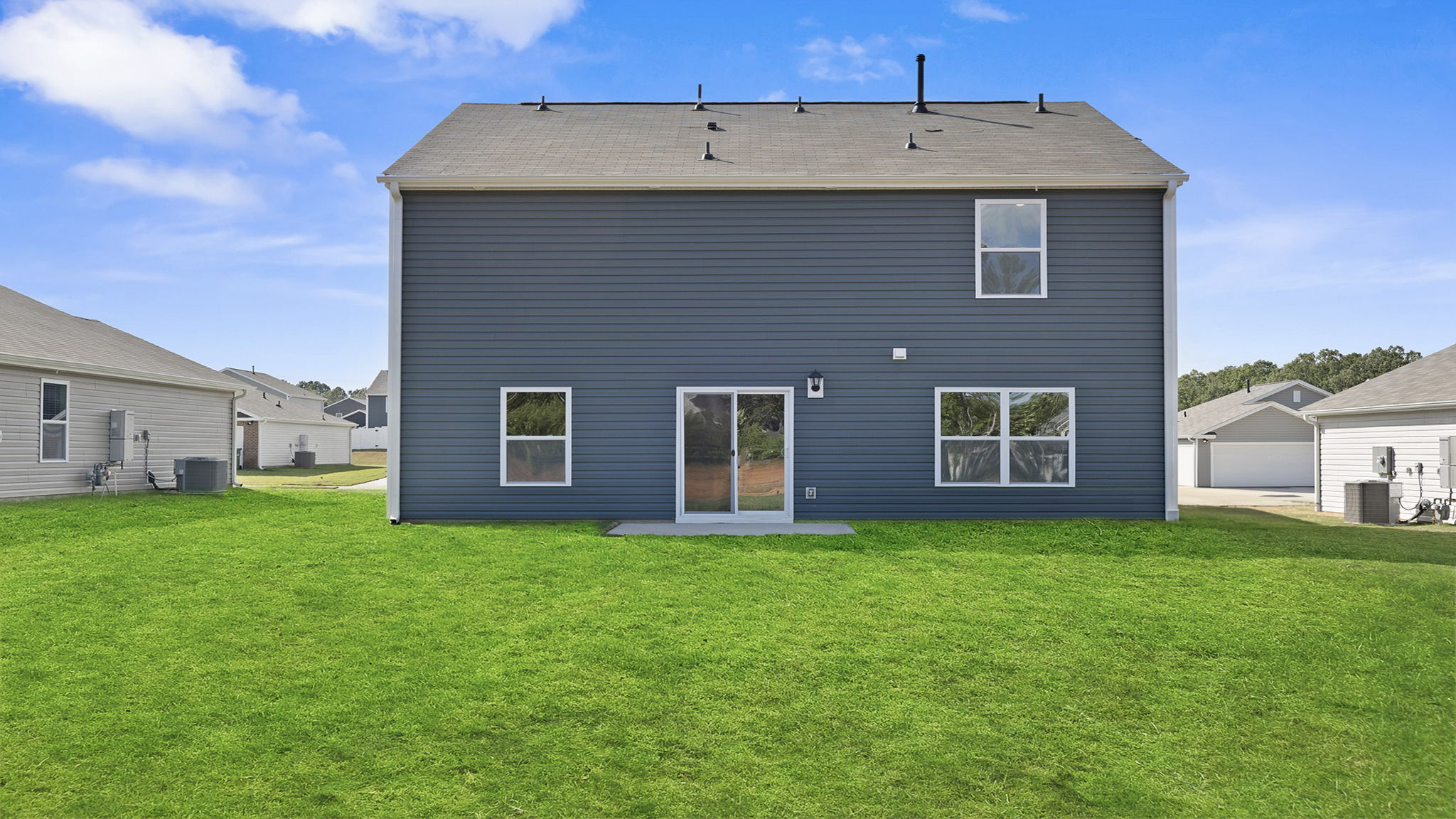 Exterior rear of homes.