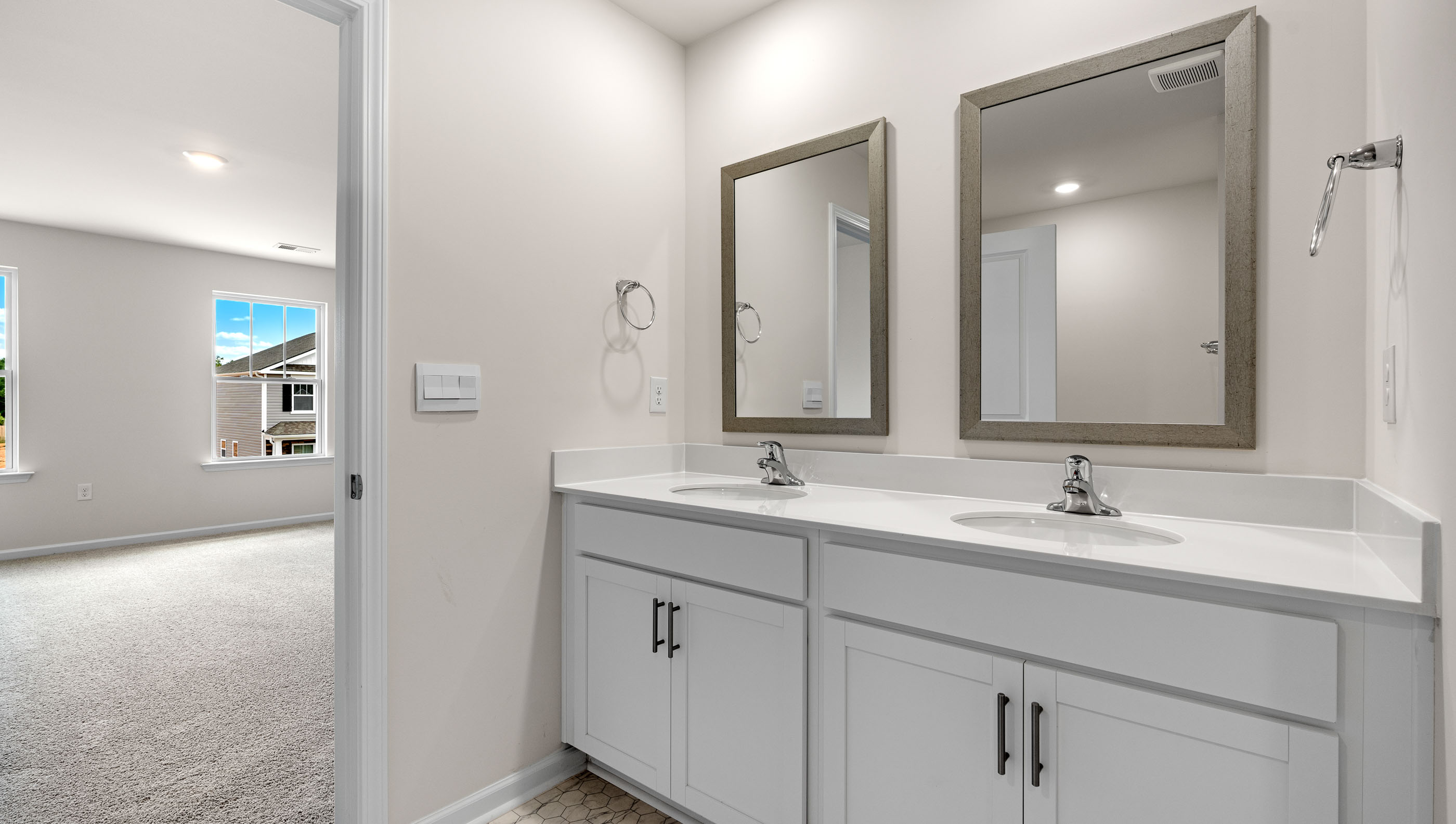 Bathroom with double vanity.